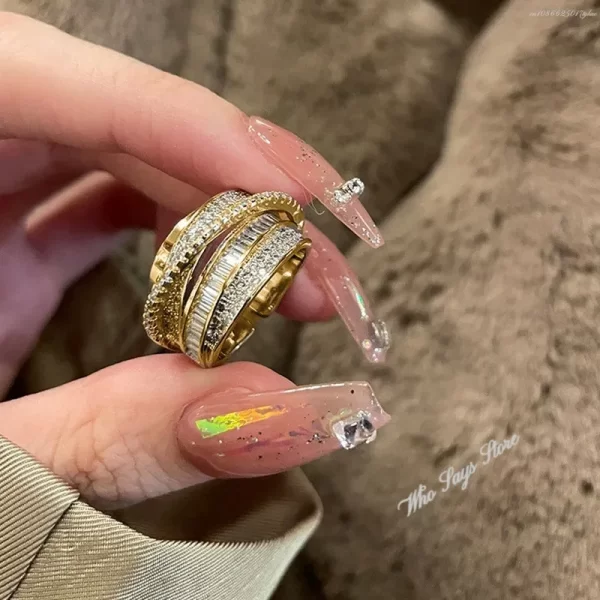 Korea New Fashion Jewelry Exquisite Silver Color Zircon Ring Elegant Women's Opening Adjustable Wedding Gift Luxury Accessory - Image 3