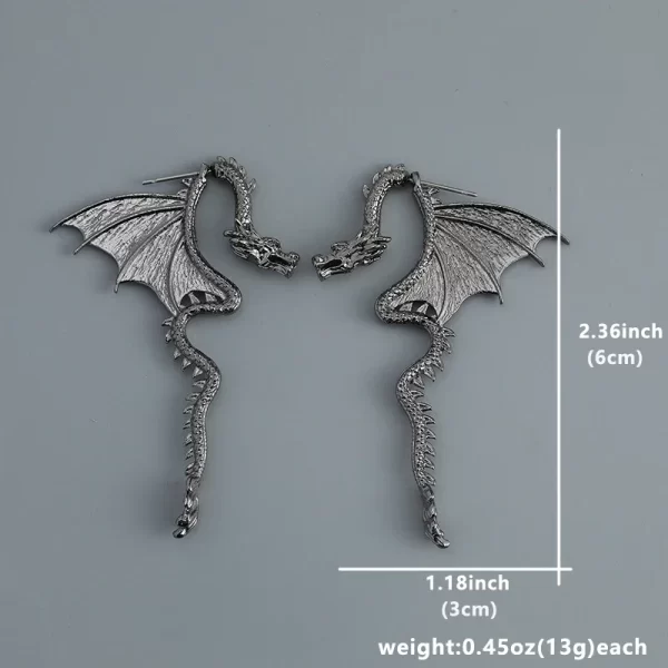 Dragon Earrings, Front Back Earrings, Stainless Steel Earrings, Gothic Jewelry, Ear Jacket, Dragon Ear Jacket, Dragon Jewelry, D - Image 7