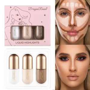 3Pcs/Box Matte Contouring Bronzer Stick Liquid High Gloss Brown Nose Shadow Cream Brighten Concealer Highlight Foundation Makeup