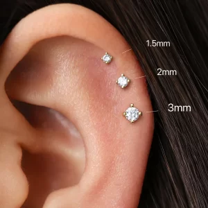 2/6PCS Stainless Steel Eearring Nose Stud Cartilage Piercing Jewelry Helix Tragus Lip Flat Back Tiny Earrings for Women 18G