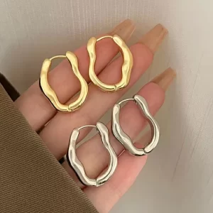 Personality Curve Metal Geometric Hoop Earrings For Women Minimalist Irregular U-Shape Ear Buckle Wedding Party Jewelry Gifts