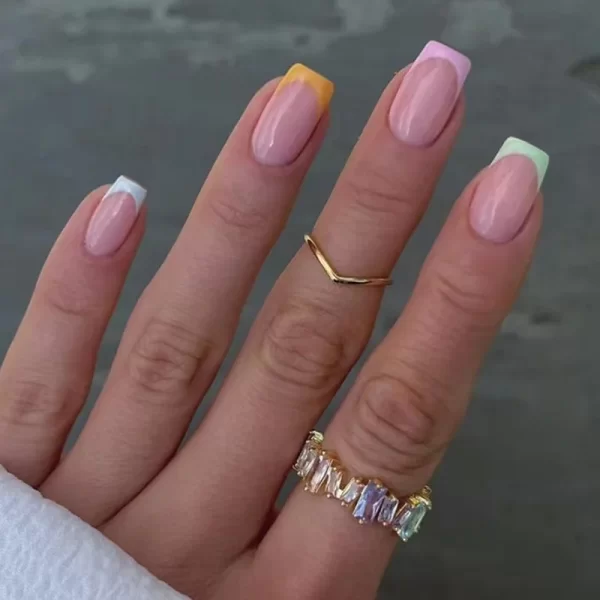 24Pcs Simple Matte Orange French False Nails Press on Wearable Artificial Mid Length Fake Nail Manicure Full Cover Nail Tips - Image 12