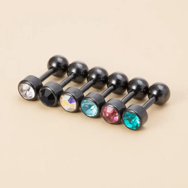 1 Pair Medical Stainless Steel Crystal Screw Round Ball Stud Earrings Ear Bone Nail Cartilage Earring Ear Piercing Body Jewelry - Image 5