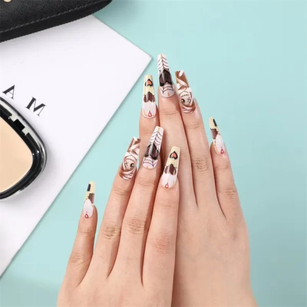 3D fake nails press on faux ongles capsule long french coffin tips cute boy heart designs DIY manicure supplies false nail kit - Image 5