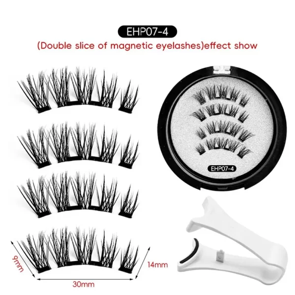 4pcs Magnetic Eyelashes Natural Long With Applicator Reusable Lashes Extension Women Beauty Thick Long 3D False Magnetic Lashes - Image 7