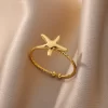 Stainless Steel Rings for Women Waterproof Open Gold Color Ring Wedding Couple Band Jewelry Gifts Free Shipping Items anillos - Image 7