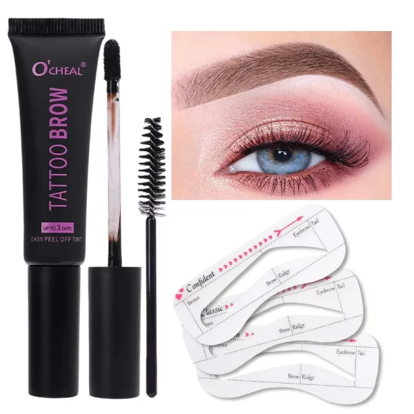 Peel Off Dye Eyebrow Gel Set Semi-Permanent Lasting Eyebrow Tattoo Tint Waterproof Tearing Off Brow Cream with Brow Cards Brush - Image 9
