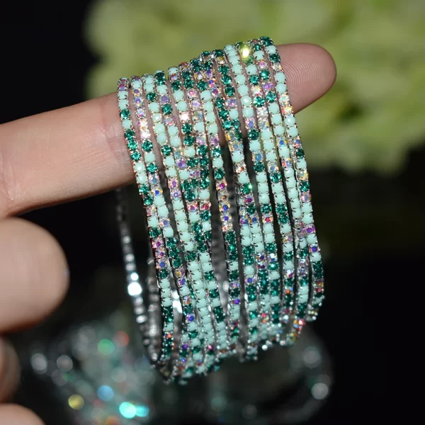 50pcs/Set Fashion Gold Multiple Colour Crystal Rhinestone Elastic Bracelet Bangle Bling Wristband Women Wedding Bridal Jewelry - Image 46