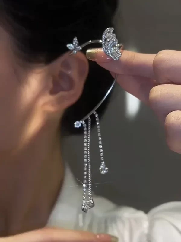 Korean Elf Butterfly Ear Cuff Without Piercing Clip Earrings for Women Elegant Sparkling Zircon Crystal Ear Clip Wedding Jewelry - Image 10