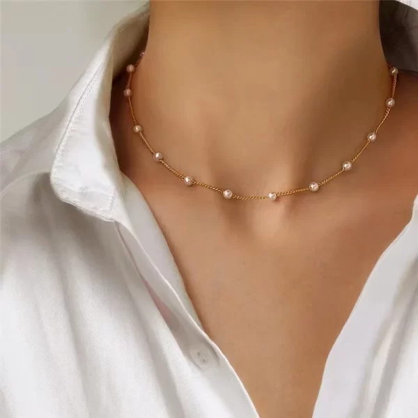 LATS Multilayer Pearl Cross Love Heart Pendant Necklaces for Women Gold Color Fashion Collarbone Neck Chain 2024 Trend Jewelry - Image 4