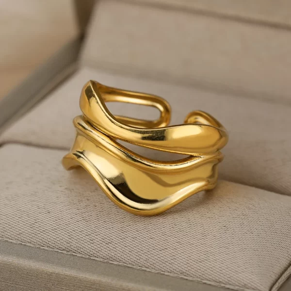 Stainless Steel Rings For Women Men Gold Color Hollow Wide Open Ring Female Male Fashion Wedding Party Finger Jewelry Gift 2024 - Image 24