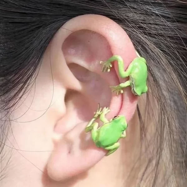Gothic Funny Green Frog Ear Clip For Women Cute Animal Ear Cuff Clip Without Pierced Ear Bone Earrings Girls Party Jewelry Gift - Image 2