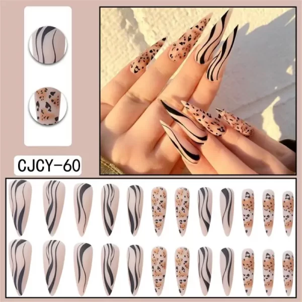 Long Ballet French Nail Art White Fake Nails Manicure Press On Nails False With Designs Artificial Wearing Reusable - Image 6