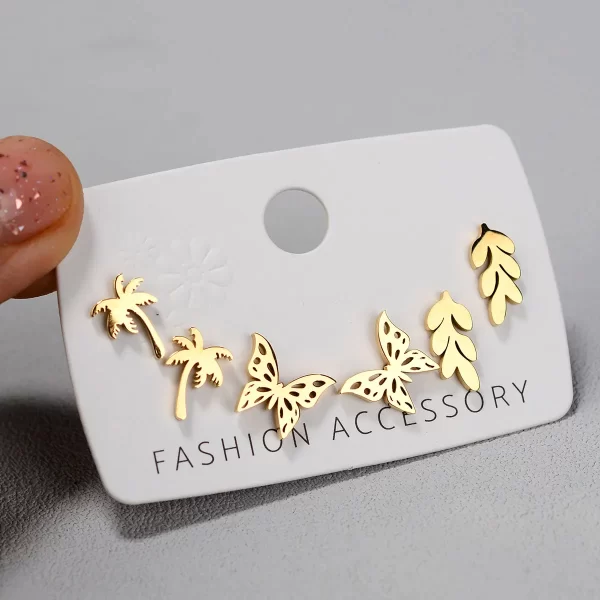 Stainless Steel Earrings Small Cute Butterfly Star Moon Heart Stud Earrings Set Punk Piercing Earing Women's Minimalist Jewelry - Image 19