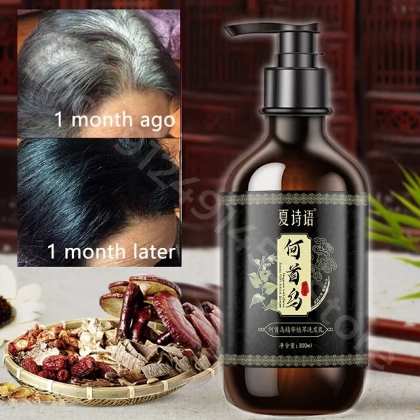 Black Ganoderma and Polygonum Multiflorum Plant Shampoo Repairs and Nourishes Damaged White Hair and Turns It Into Black Hair - Image 2