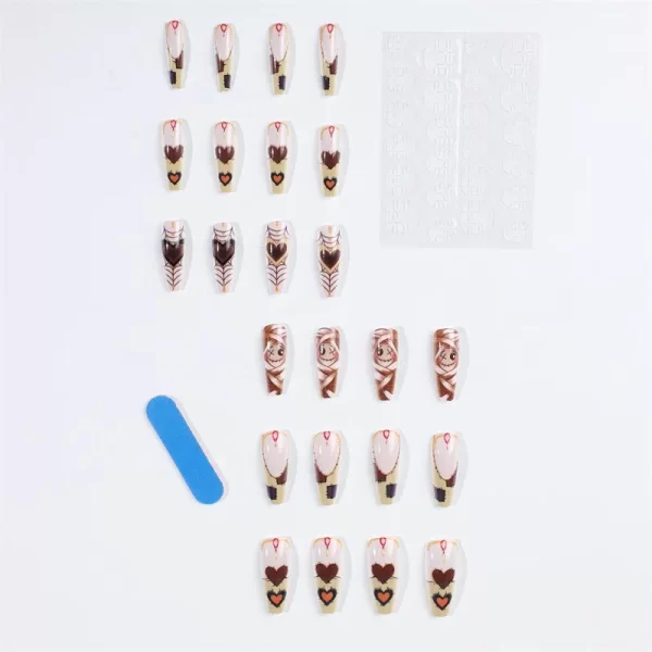 3D fake nails press on faux ongles capsule long french coffin tips cute boy heart designs DIY manicure supplies false nail kit - Image 2