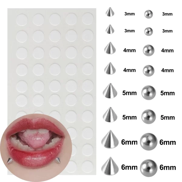8pcs Fake Lip Nails & 50pcs Stickers Eyebrow Ear Stud Non Piercing Earring Studs Teens Hip hop Fake Nose Ring Body Jewelry - Image 3