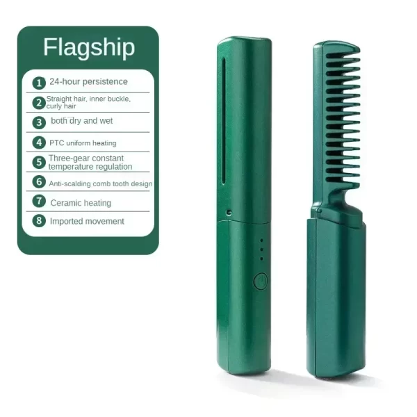2 in 1 Wireless Hair Hot Comb Hair Straightener Curler Comb Fast Heating Negative Ion Straightening Curling Brush Styling Tools - Image 9