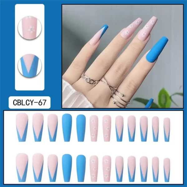 Long Ballet French Nail Art White Fake Nails Manicure Press On Nails False With Designs Artificial Wearing Reusable - Image 12