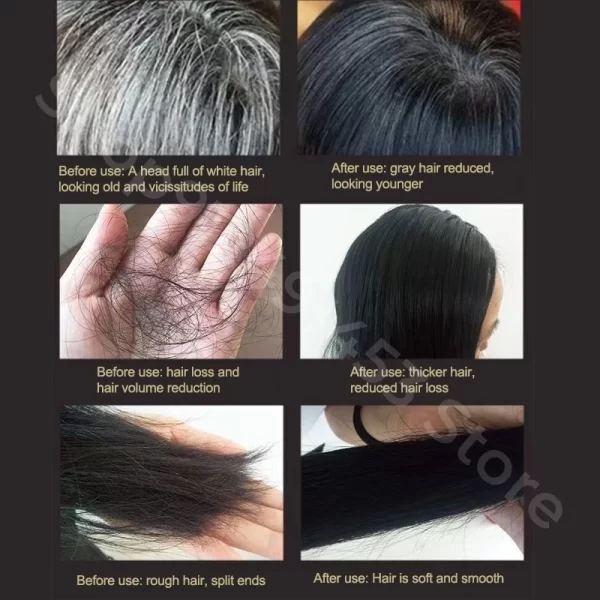 Black Ganoderma and Polygonum Multiflorum Plant Shampoo Repairs and Nourishes Damaged White Hair and Turns It Into Black Hair - Image 5