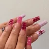 24Pcs Pink Butterfly Design False Nails Extra Long Coffin Fake Nails Wearable French Ballet Press on Nails Full Cover Nail Tips - Image 10
