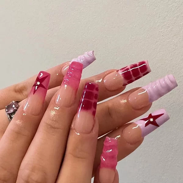 24Pcs Pink Butterfly Design False Nails Extra Long Coffin Fake Nails Wearable French Ballet Press on Nails Full Cover Nail Tips - Image 10