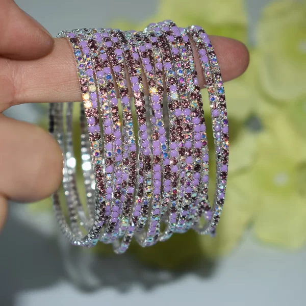 50pcs/Set Fashion Gold Multiple Colour Crystal Rhinestone Elastic Bracelet Bangle Bling Wristband Women Wedding Bridal Jewelry - Image 8