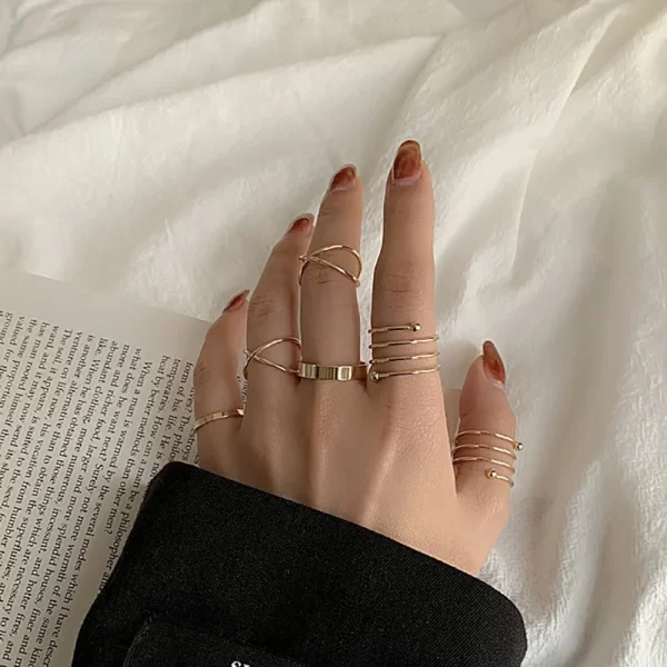Bohemian Gold Color Cross Wide Rings Set For Women Girl Simple Chain Finger Tail Rings 2022 NEW Bijoux Jewelry Gifts Ring Female - Image 12