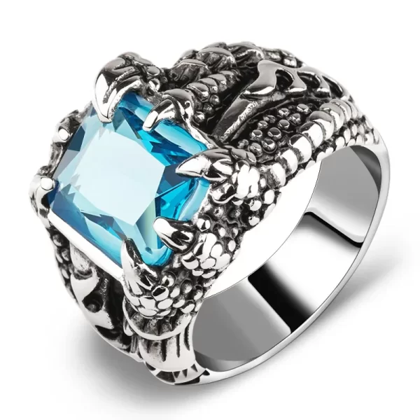 Gothic Blue and Red Crystal Evil Demon Dragon Claw Ring for Men Gram Biker Punk Rock Hip Hop Cool Jewelry Accessories - Image 9