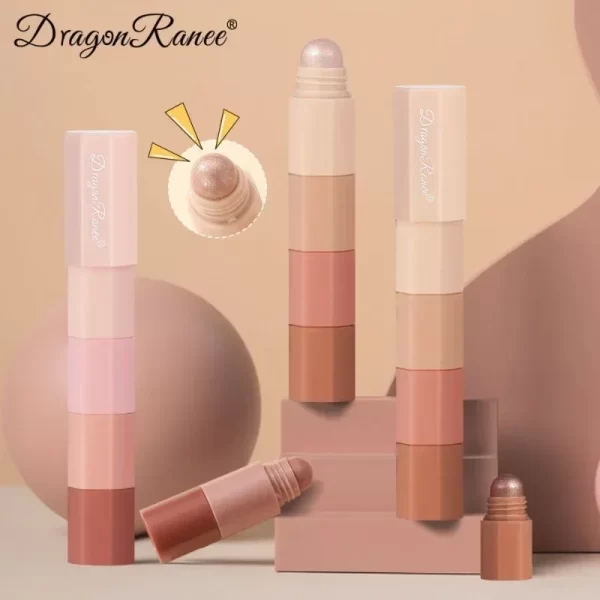New 4 IN 1 Combo Eyeshadow Highlighter White Brown Eye Shadow Stick Glitter Pearlescent High Gloss Eyeshadow Mini Shadow Crayon - Image 2