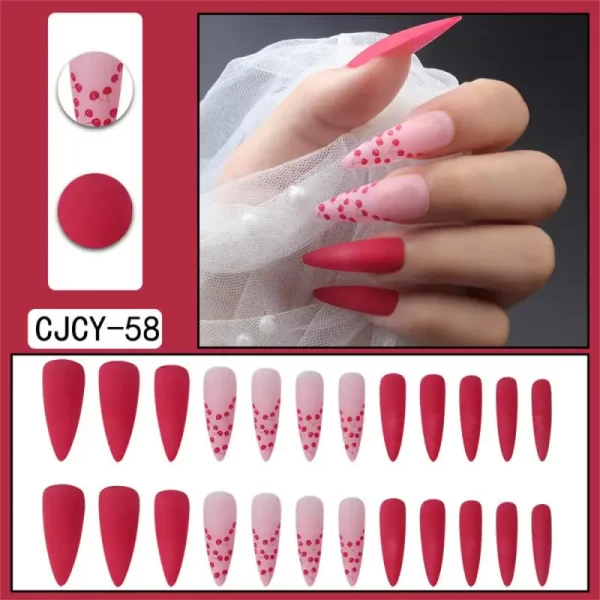 Long Ballet French Nail Art White Fake Nails Manicure Press On Nails False With Designs Artificial Wearing Reusable - Image 4