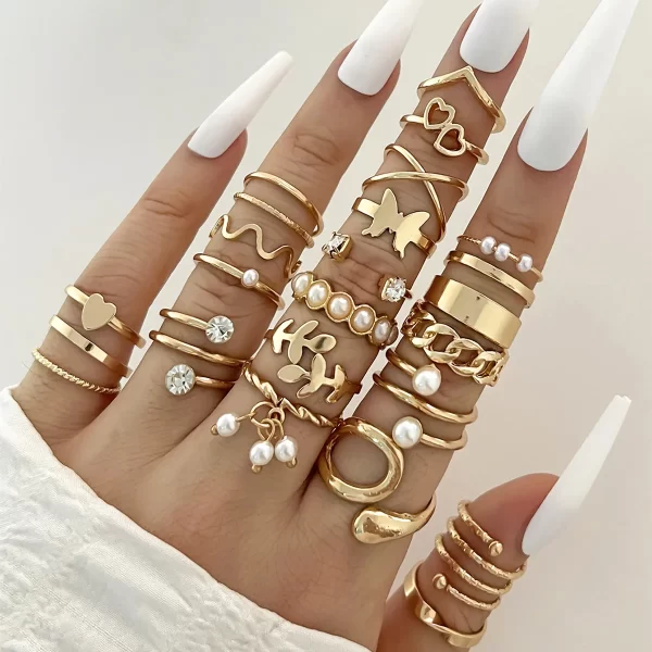 Silver Color Geometric Knuckle Rings Set For Women Eye Cross Sun And Moon Leaf Charm Finger Ring Female Boho Party Jewelry - Image 11