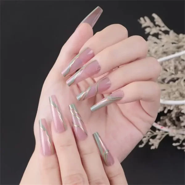 Long Ballet French Nail Art White Fake Nails Manicure Press On Nails False With Designs Artificial Wearing Reusable - Image 7