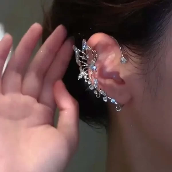 Korean Fashion Zircon Butterfly Elf Ear Cuff for Women Sparkling Zircon Crystal Without Piercing Clip Earrings Wedding Jewelry - Image 5