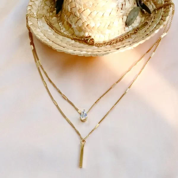Double Layer Crystal Zircon Pendant Necklace For Women Female Vintage Stainless Steel Choker Chain Neck Wedding Jewelry Gift - Image 5