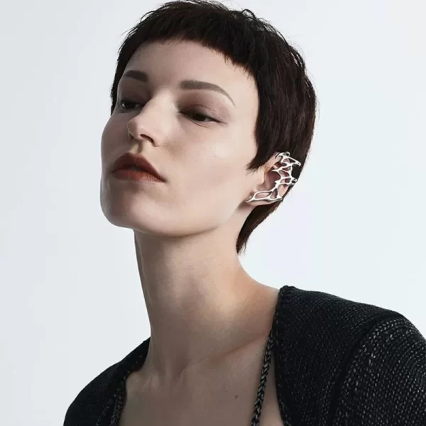 Metal Liquid Earring Eye Catching Metal Flame Ear Cuff Earring Durable - Image 5