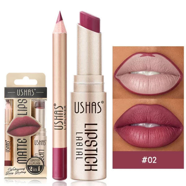 2 In 1 Matte Lipstick Set Lip Liner Waterproof Long Lasting Lip Gloss Cosmetics For Women Sexy Durable Luxury Korean Makeup - Image 8