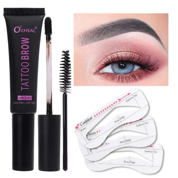 Tear-off Dye Eyebrow Cream Set Waterproof Brow Tattoo Tint with Brow Card and Brush Lasting Semi-Permanent Peel-off Eyebrow Gel - Image 9