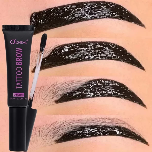 Tear-off Dye Eyebrow Cream Set Waterproof Brow Tattoo Tint with Brow Card and Brush Lasting Semi-Permanent Peel-off Eyebrow Gel - Image 3