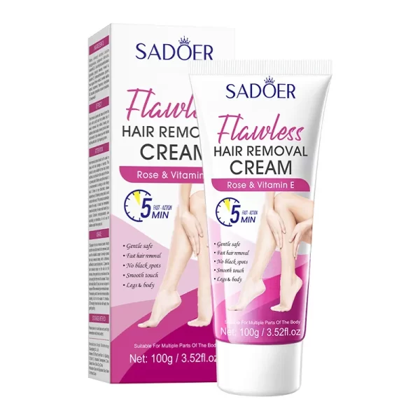 SADOER Cucumber Aloe Vera Rose Hair Removal Cream Non Irritating Quick Whole Body Axillary Armpit Arm Leg Privates Hair Remove - Image 9