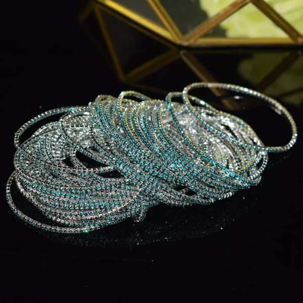 50pcs/Set Fashion Gold Multiple Colour Crystal Rhinestone Elastic Bracelet Bangle Bling Wristband Women Wedding Bridal Jewelry - Image 27
