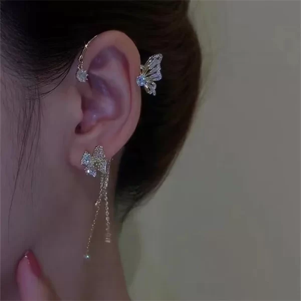Korean Elf Butterfly Ear Cuff Without Piercing Clip Earrings for Women Elegant Sparkling Zircon Crystal Ear Clip Wedding Jewelry - Image 21