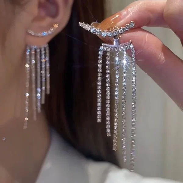 2023 Luxury Women's Earrings Rhinestone Fringe Hanging Zircon Earrings New Shiny Wedding Statement Party Jewelry Gifts - Image 16