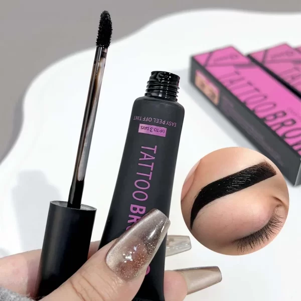 Tear-off Dye Eyebrow Cream Set Waterproof Brow Tattoo Tint with Brow Card and Brush Lasting Semi-Permanent Peel-off Eyebrow Gel - Image 5