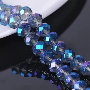 Blue Colorized Rondelle Faceted Czech Crystal Glass 3mm 4mm 6mm 8mm 10/12/14/16/18mm Loose Spacer Beads for Jewelry Making DIY
