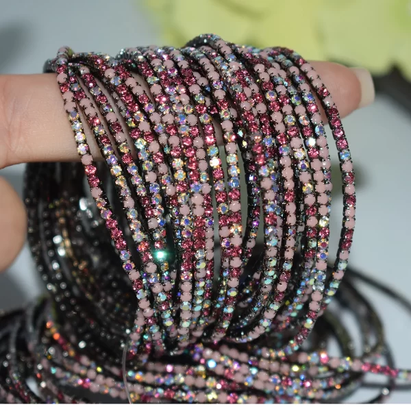 50pcs/Set Fashion Gold Multiple Colour Crystal Rhinestone Elastic Bracelet Bangle Bling Wristband Women Wedding Bridal Jewelry - Image 47
