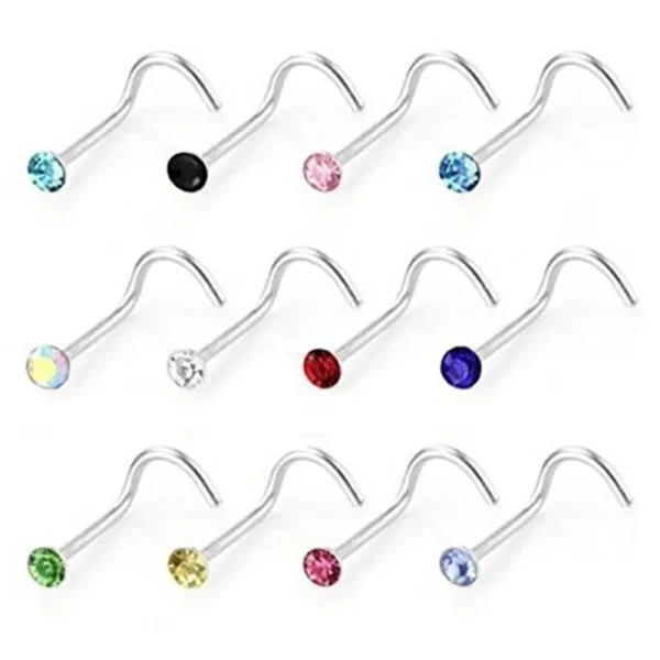 Delysia King 30pcs/set Women Punk Crystal Anti Allergy Nose Stud Bend Titanium Steel Body Puncture Jewellery - Image 3