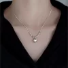 ANENJERY Silver Color Small Square Chain Love Heart Necklace for Women Fashion Temperament Jewelry Accessory - Image 4