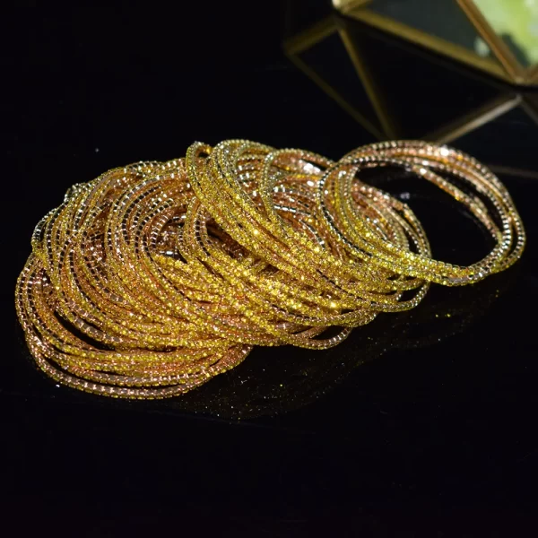 50pcs/Set Fashion Gold Multiple Colour Crystal Rhinestone Elastic Bracelet Bangle Bling Wristband Women Wedding Bridal Jewelry - Image 29
