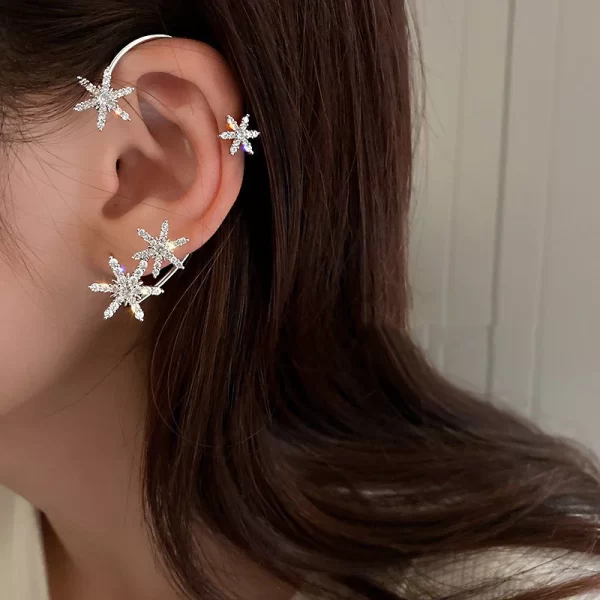Luxury Star Butterfly Clip Earrings Female Crystal Tassel Ear Clip Earring Sparkling Zircon Ear Cuff Fashion Jewelry accessories - Image 3